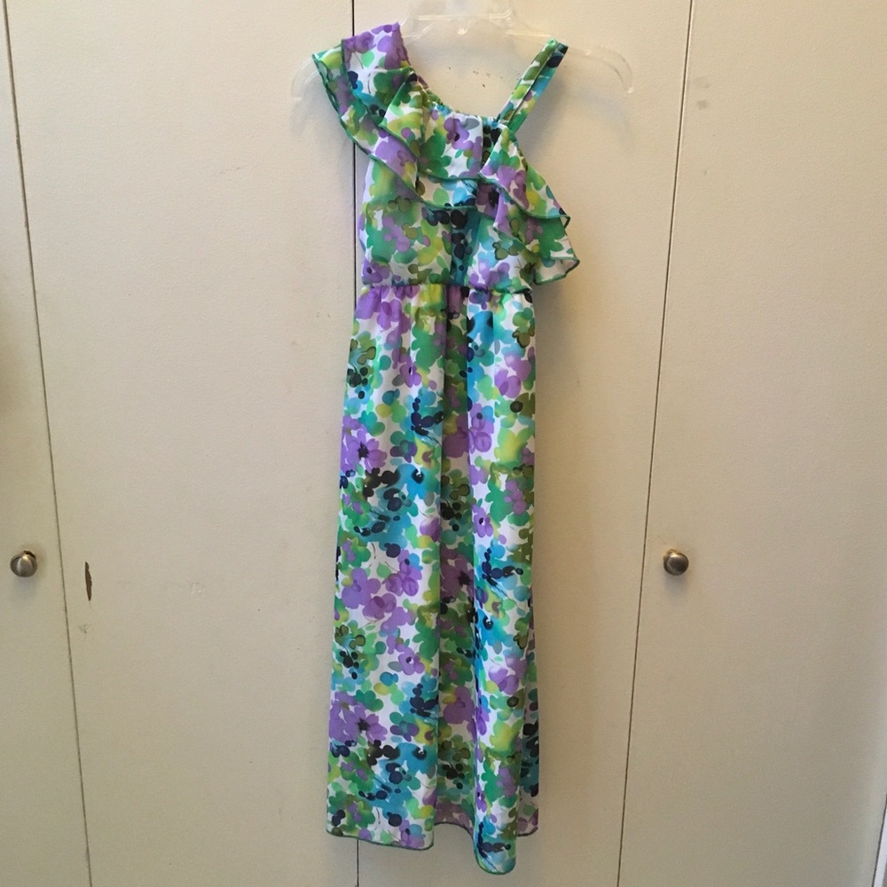Asymmetric Neckline Floral Sundress